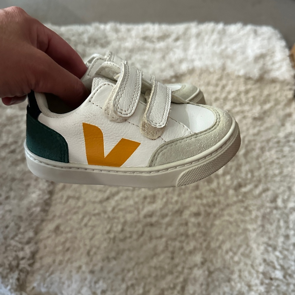 Veja Kids Sneakers in White, Yellow, and Green